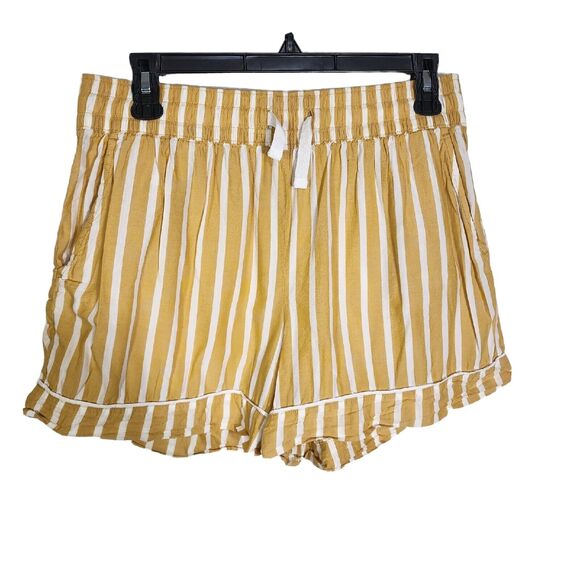 Old Navy Pants - Old Navy Womens Shorts Medium Gold Stripe Cotton Woven Pajama Lounge Pull On